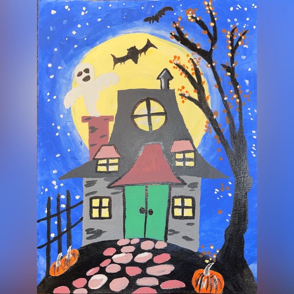 SOLD Handmade Acrylic Painting On Paper 9" X 12" Decor/Wall, Frame Not Included - Picture 4 of 4